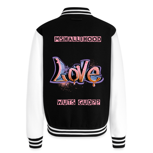 Love/Wuts Good?? Heavyweight Letterman Jacket - black/white