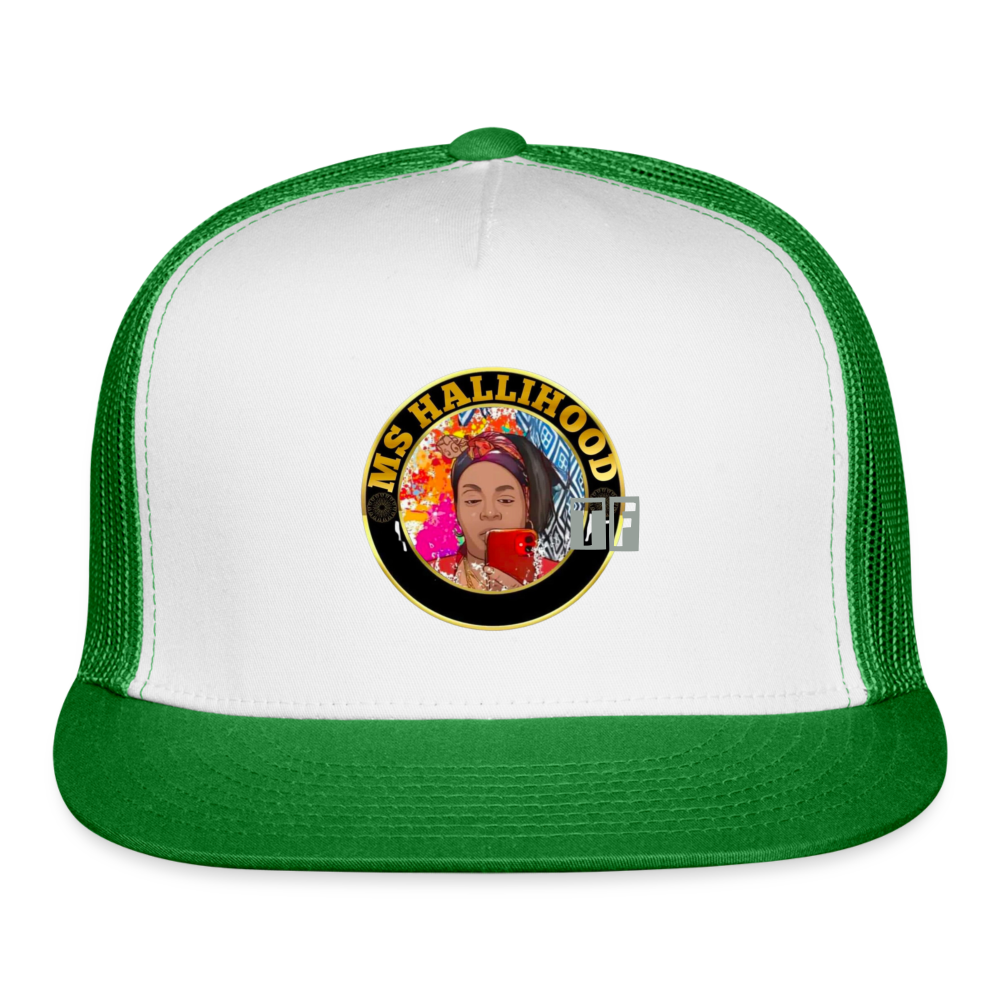 MsHallihood Logo Trucker Hat - white/kelly green