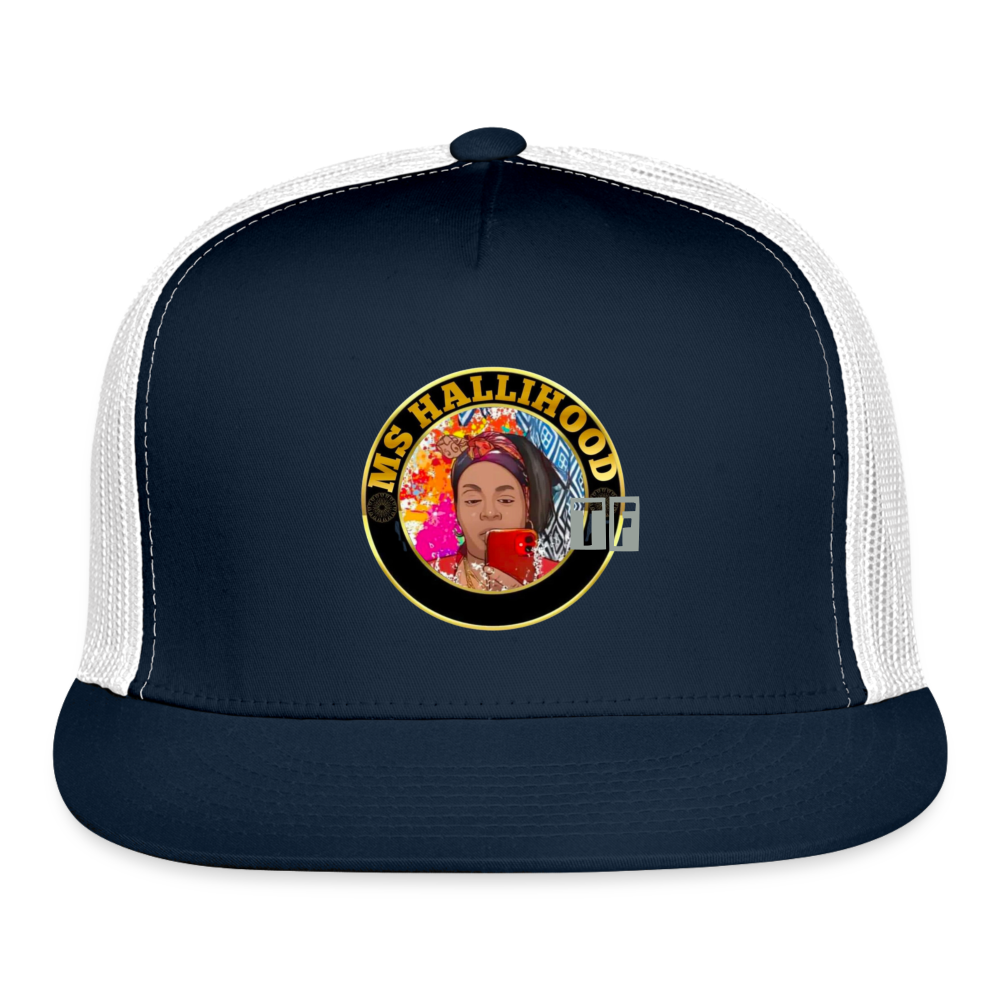 MsHallihood Logo Trucker Hat - navy/white