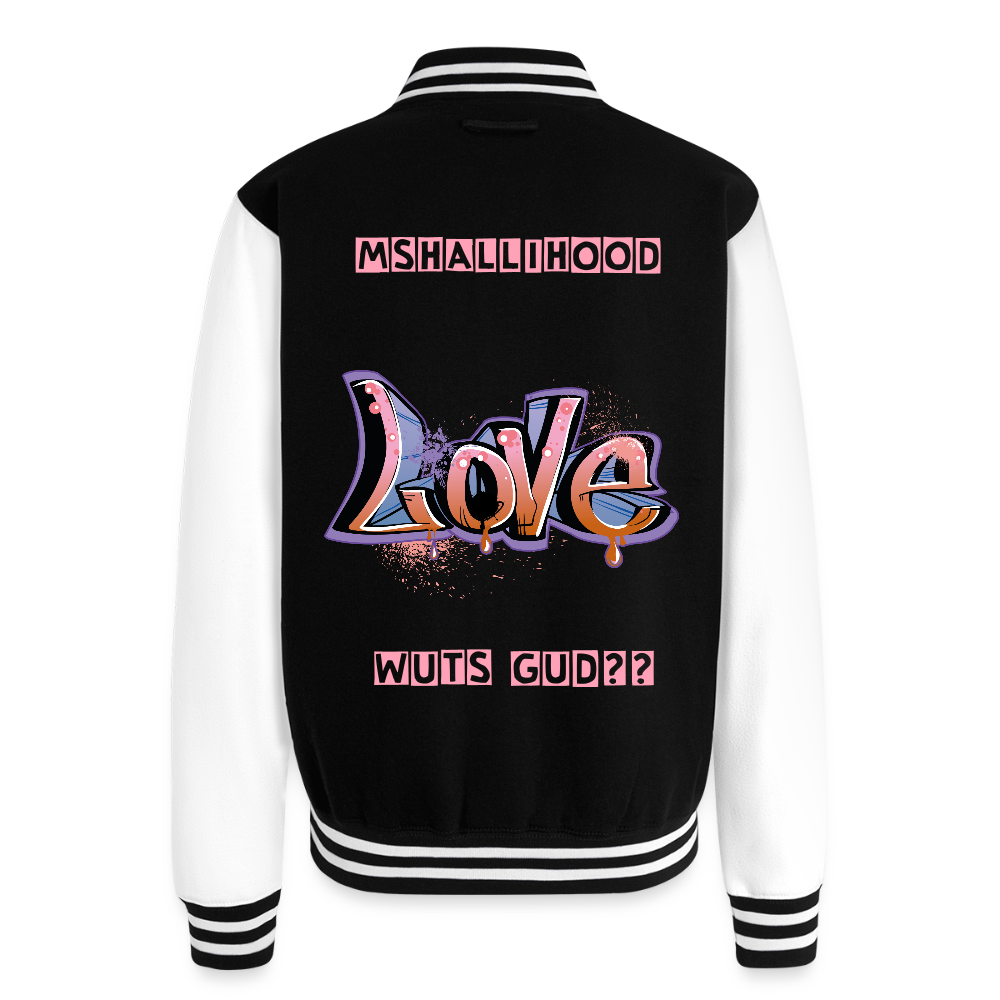 Love/Wuts Good??  Heavyweight Letterman Jacket - black/white