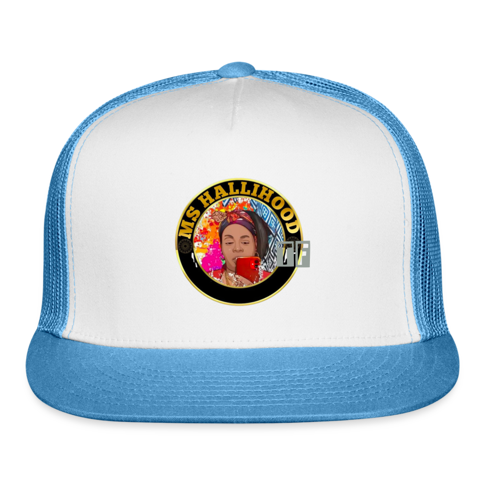 MsHallihood Logo Trucker Hat - white/blue