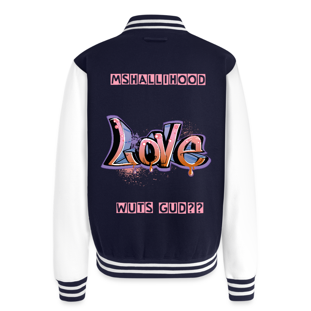 Love/Wuts Good??  Heavyweight Letterman Jacket - navy/white