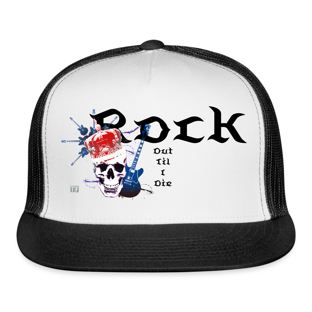 “Rock Out” Trucker Hat - white/black