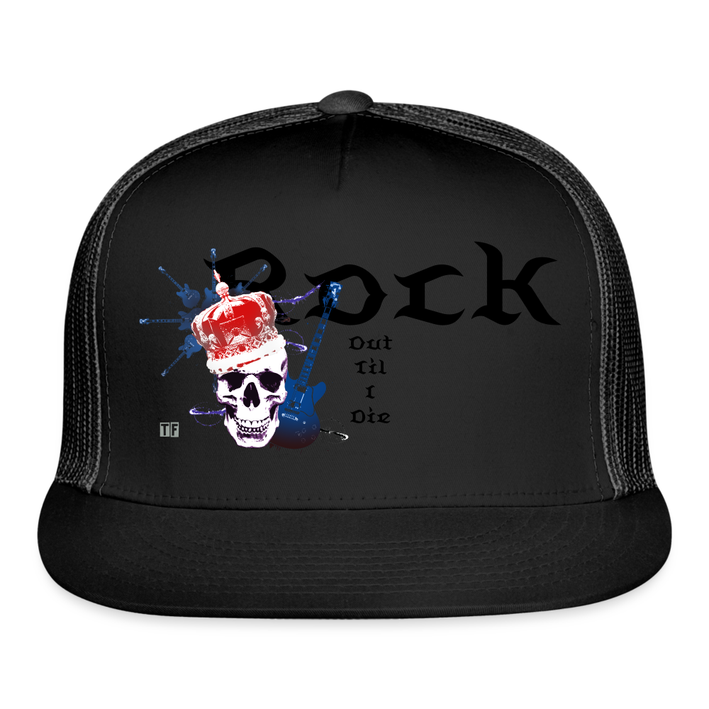 “Rock Out” Trucker Hat - black/black